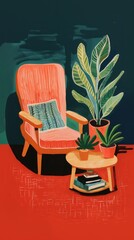 Canvas Print - Chair plant furniture armchair.