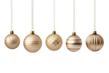 Canvas Print - Elegant gold Christmas ornaments hanging