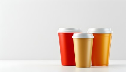 Wall Mural - Minimalist depiction of a take-away cup on a pristine white background