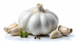 © suwatthana - White garlic bulb with cloves isolated on a white background, Garlic, bulb, cloves, isolated, white, ingredient, vegetable, spice