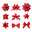 © MS - sets of Red Ribbon gift bow  on transparent background