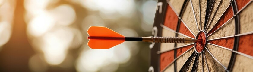 precision and focus captured with a dart targeting a radiant bullseye, abstract bokeh background enh