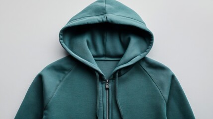 Wall Mural - teal hoodie zipper mock up on white background