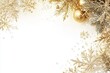 © venusvi - Christmas frame in gold with elegant design on solid white background, single object