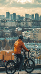 Canvas Print - Sustainable Urban Delivery Service Using Electric Cargo Bikes  