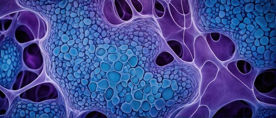 Abstract Cellular Structure with Blue and Purple Hues