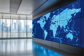 Wall Mural - global shipping operations in a high-tech control room