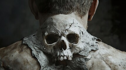 Sticker - Human Skull on Back - Dark Art Illustration