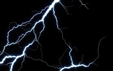 abstract white electric lightning bolts against dark background overlay effects