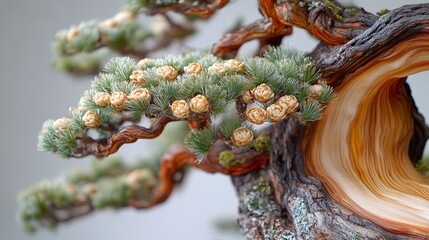 Canvas Print - Bonsai Tree with Delicate Flowers: A Close-Up View of Nature's Art