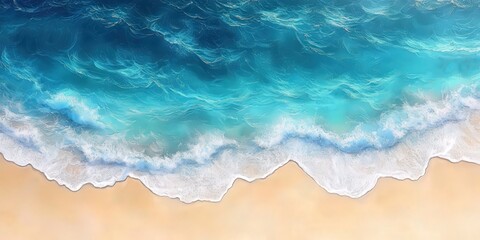 Wall Mural - Serene Blue Beach with Gentle Waves from Above