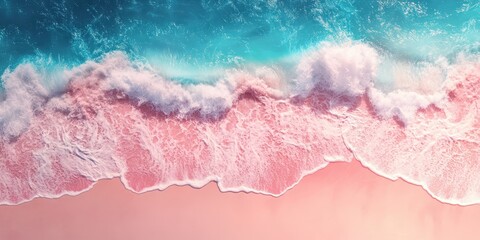 Wall Mural - Serene Top View of Pink Beach with Gentle Waves