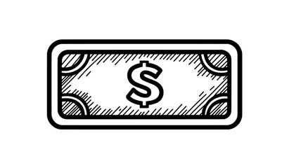 There is a prominent dollar symbol on the illustration of a dollar bill