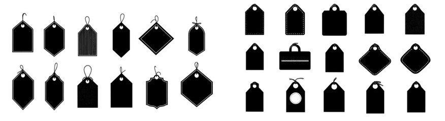 blank paper tag silhouettes, silhouettes of price tags, hang tag label silhouettes, black friday sal