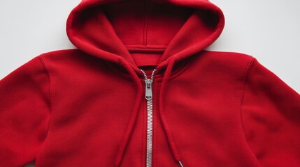 Wall Mural - red hoodie zipper mock up on white background