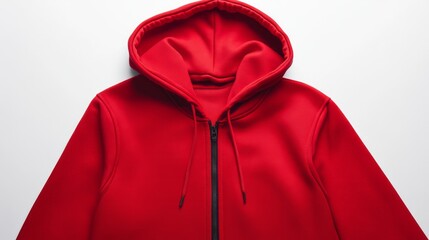 Wall Mural - red hoodie zipper mock up on white background