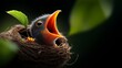 © KN Studio - Tiny Bird's Hunger: A close-up shot of a baby bird in its nest, its mouth wide open, begging for food. The image captures the vulnerability and innocence of a newborn creature.