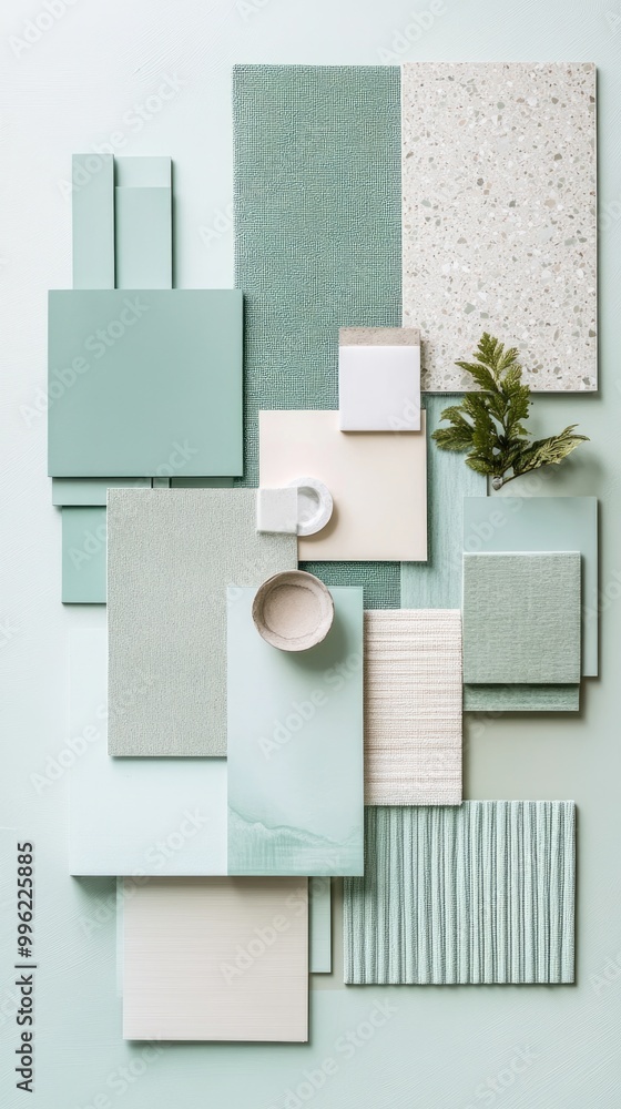 Stock-Foto „Fat lay composition in sea foam green and light blue color ...