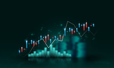 Wall Mural - financial development and business strategy graphs, investment analysis images, stock market growth 