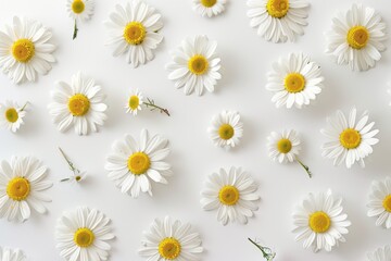 Poster - Beautiful chamomile flower collage on white