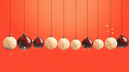 Illustration of christmas balls on a light red background