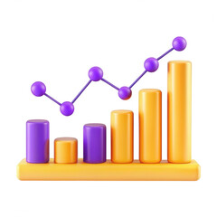 A colorful 3D bar graph showcasing statistical data with purple and orange colors, ideal for presentations and reports.