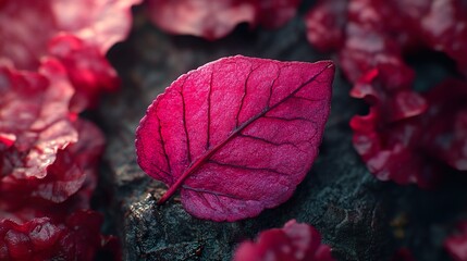 Sticker - Close-up of a Vibrant Red Leaf