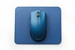 © Ruslan - Wired optical mouse and blue pad on white background