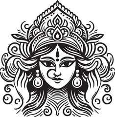 Wall Mural - Durga face line art vector