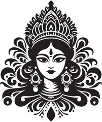 Wall Mural - Durga silhouette vector