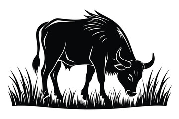 Wall Mural - bull eating grass D.eps