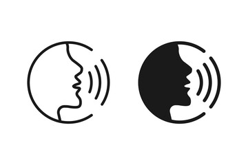 talking man vector icon set. great for logos and voice control interactions. flat concept of talking