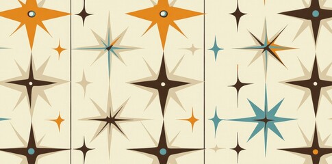 Sticker - An eclectic collection of vintage textures from the 1950s. 16 seamless modern atomic retro patterns from the 50s.