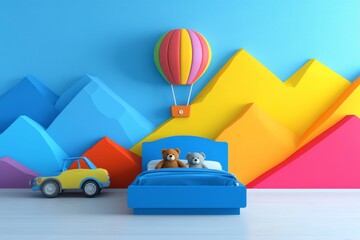 Sticker - Wallpaper for the kids' room, apartment, living room, and other interiors with 3D effects