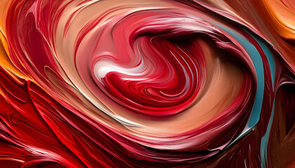 Sticker - colorful paint mix swirls creative red brown texture panorama abstract background