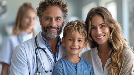 Wall Mural - Illustrate a doctor explaining a treatment plan to parents while