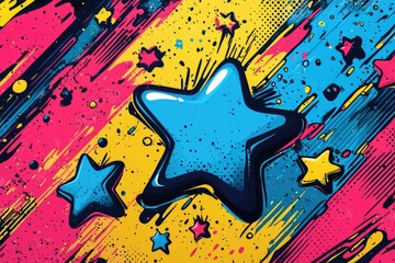 Wall Mural - Colorful Abstract Background with a Large 3D Star