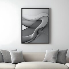 Canvas Print - Modern Graphic Art in Black Frame, Floating on a Crisp White Surface