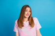 © deagreez - Photo of adorable lovely charming woman wear trendy pink clothes isolated on blue color background
