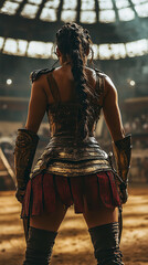 Poster - Empowering Female Gladiator Ready for Battle in Ancient Arena  