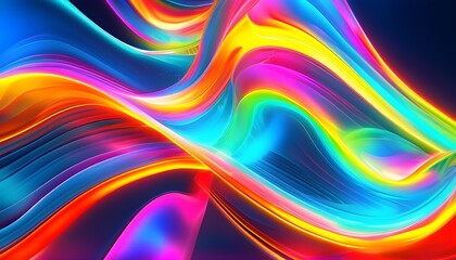 Wall Mural - Dynamic Waves of Colorful Light in Mesmerizing Abstract Digital Art