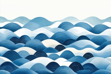 Wall Mural - Abstract Blue and White Wavy Landscape