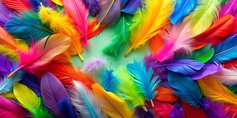 colorful feathers background Multi colored feathers bright colorful feathers Generative AI