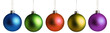© STOCK IMAGES STALL - Colorful Christmas ornaments hanging against a transparent background, blue, green, red, yellow and purple tree balls, transparent image, Christmas baubles, png resource