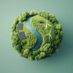 Canvas Print - Sustainable Earth Wind and Solar Energy.