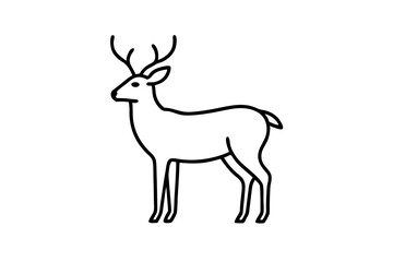 Line art deer silhouette vector illustration black animal 