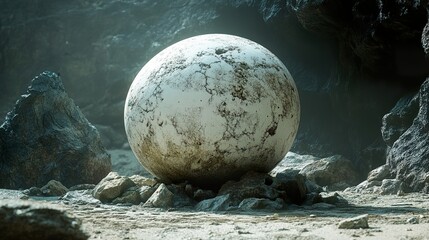 Canvas Print - Surreal Sphere in a Rocky Landscape