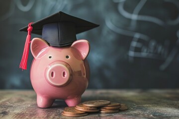 Canvas Print - Graduation cap pig intelligence achievement.