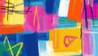 © bajita111122 - Scribbled lines and shapes, bright crayon colors, flat design illustration
