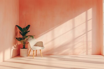 Sticker - Pastel peach wall architecture furniture.